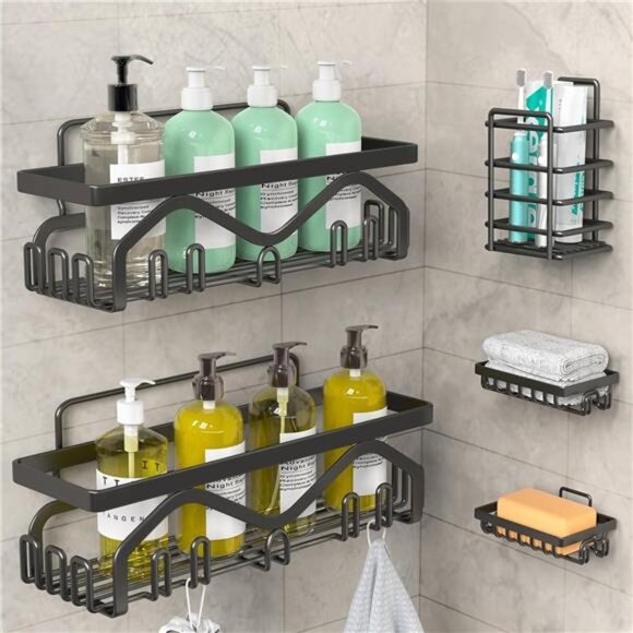 Shower Caddy, Shower Shelves [5-Pack], Adhesive Shower Organizer - Picture 1 of 7